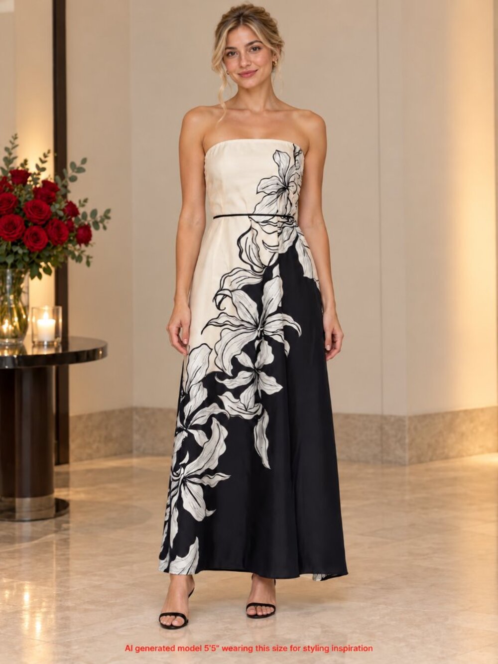New Nicole Miller Strapless Floral Maxi Dress Size S Dark Romance - Picture 1 of 11